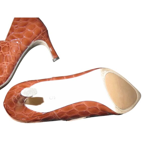 27 EDIT Gorgeous Amber Patent Croc Embossed leather booties 9.5 - Picture 10 of 12